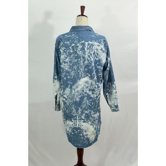 FRANK & EILEEN Sz S Small Mary Splatter Distressed Denim Shirt Dress - Picture 6 of 10